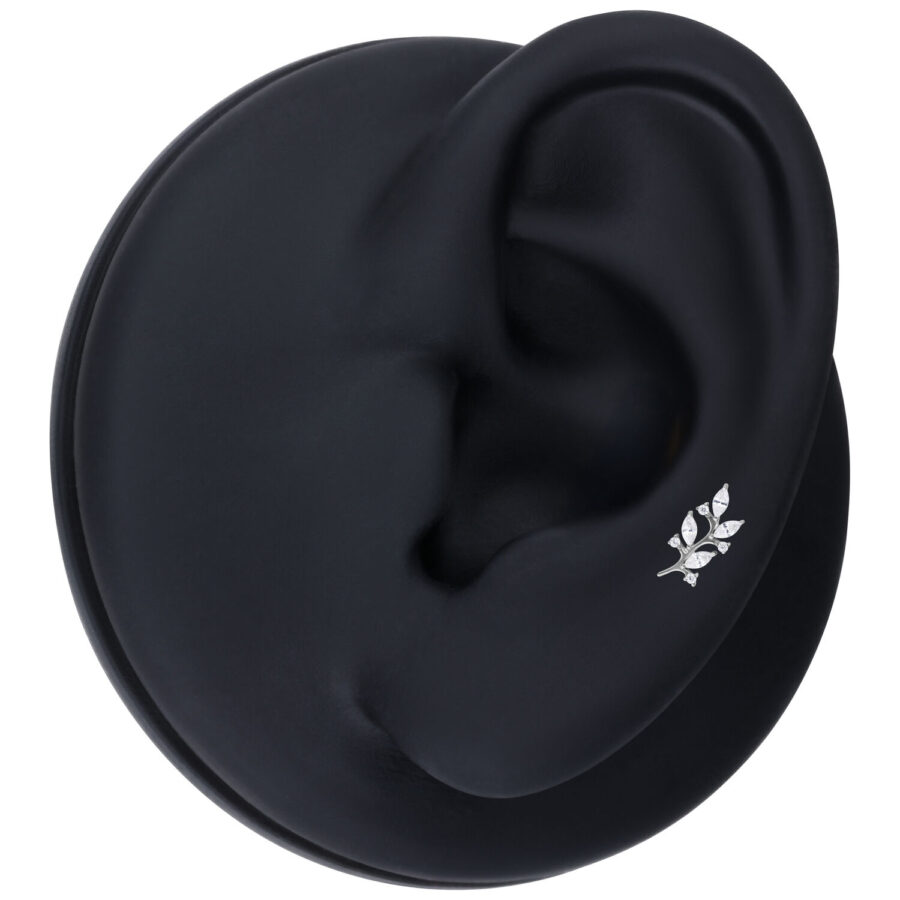 Accesorio de hoja de cristal plateada en modelo de oreja negra