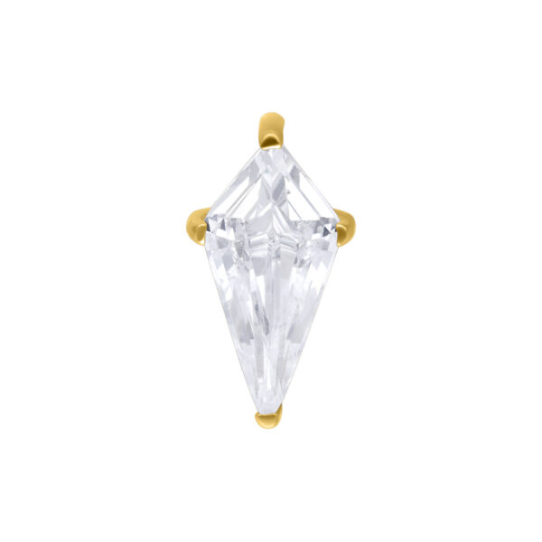 Cristal claro en montura dorada sobre fondo blanco