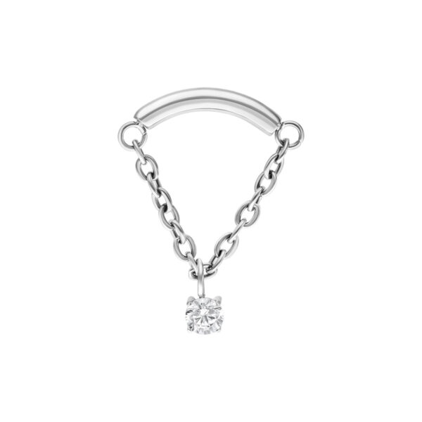 Adorno Helix plateado con diseño de cadena y colgante de cristal
