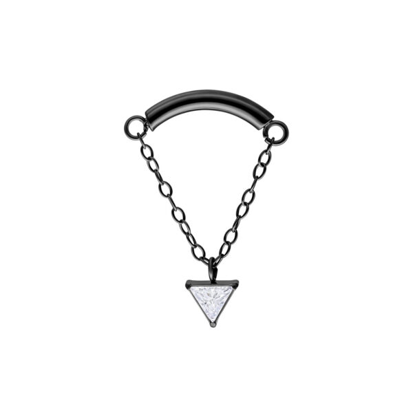 Negro Triángulo Helix Con Cristal en cadena sobre fondo blanco