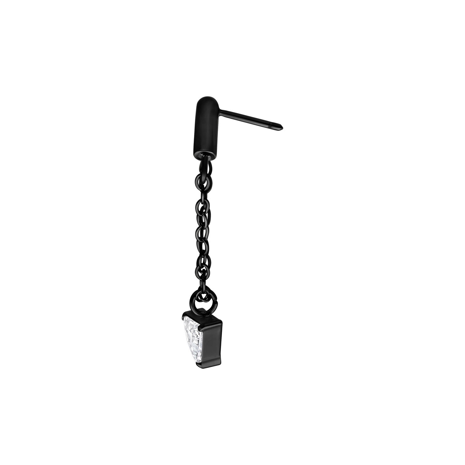 Accesorio Push Fit Triángulo Negro para Hélice Accesorio de piercing negro con colgante de cadena y cristal