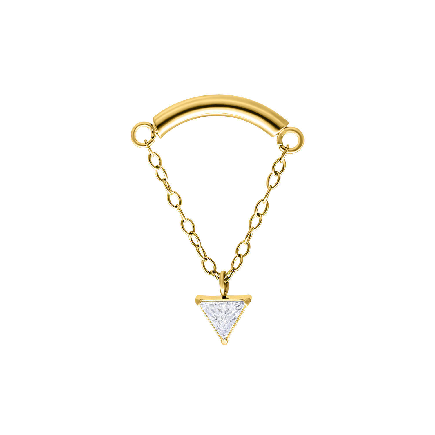 Aro Helix dorado con cadena y colgante de cristal triangular