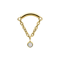 Ajuste Helix de Oro con Ópalo Push Fit Ajuste Helix de Oro con ópalo sintético sobre fondo blanco