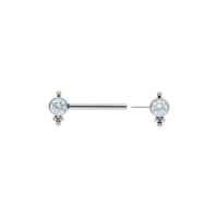 Barbell plateado Luana con cristal, 12 mm Barbell plateado de titanio con piedras cristalinas, longitud 12 mm
