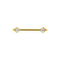 Barbell de Pezón Dorado con puntas de flecha y cristales, 16 mm de longitud