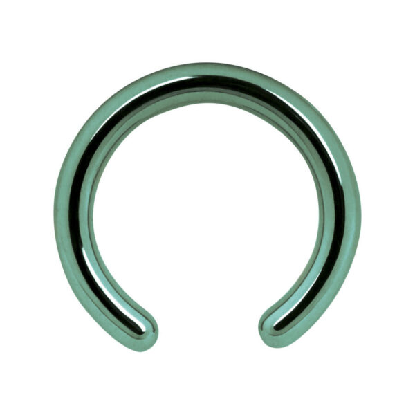 Clip en anillo anodizado verde oscuro sin bola sobre fondo blanco