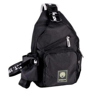 Schwarze Tattoo-Tasche im Used Look mit Wildcat-Logo auf weißem Hintergrund