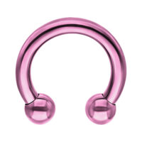 Barbell Circular Anodizado Violeta Barbell circular violeta de titanio con dos bolas sobre fondo blanco