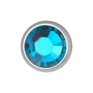 Cristal azul circonio para rosca interna, 3,2 mm, borde de titanio plateado