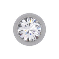 Accesorio Titan Highline con cristal claro Accesorio de piercing de titanio plateado con cristal claro facetado sobre fondo blanco