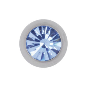 Extremo de titanio plateado con cristal de zafiro claro azul, bola de 6mm