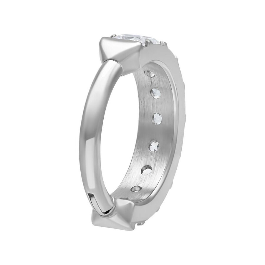 Clicker de Cristal Grande Plateado 1,2mm Anillo de piercing plateado con cristal, grosor de 1,2mm, diámetro interno de 8,0mm