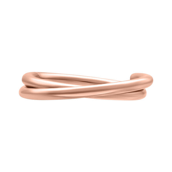 Clicker Crossed de roségold con 1,2 mm de grosor y 8,0 mm de diámetro sobre fondo blanco