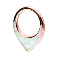 Clicker de septum roségold con ópalo sintético sobre fondo blanco