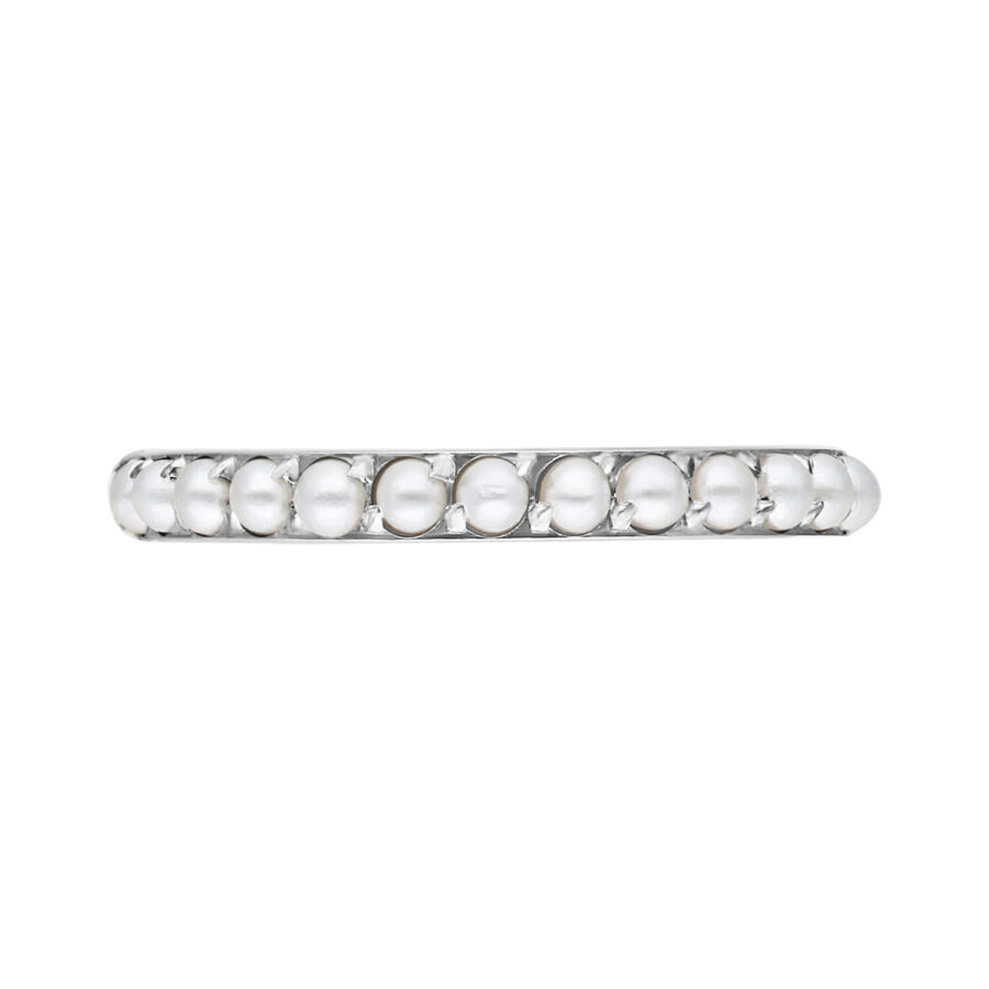 Piercing Pearl Clicker de plata con 6.0 mm de diámetro interno sobre fondo blanco