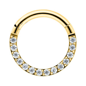 Aro clicker dorado con cristales transparentes, diámetro interior 6 mm
