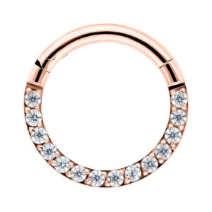 Clicker Pave Set Crystal en oro rosa, 6 mm de diámetro, sobre fondo blanco