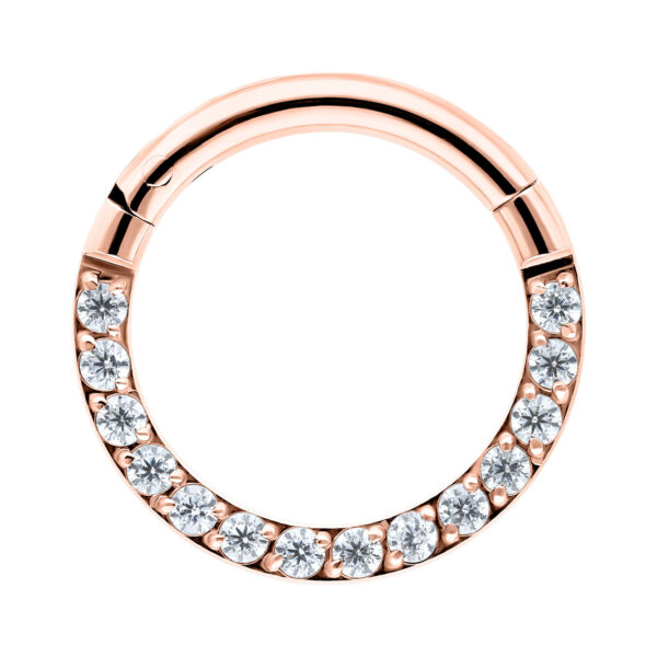 Clicker Pave Set Crystal en oro rosa, 6 mm de diámetro, sobre fondo blanco