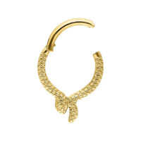 Clicker Serpentes dorado de titanio Clicker Serpentes dorado de titanio con diseño de serpiente sobre fondo blanco