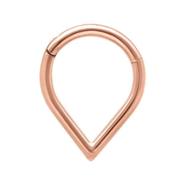 Teardrop Clicker de oro rosa de titanio sobre fondo blanco