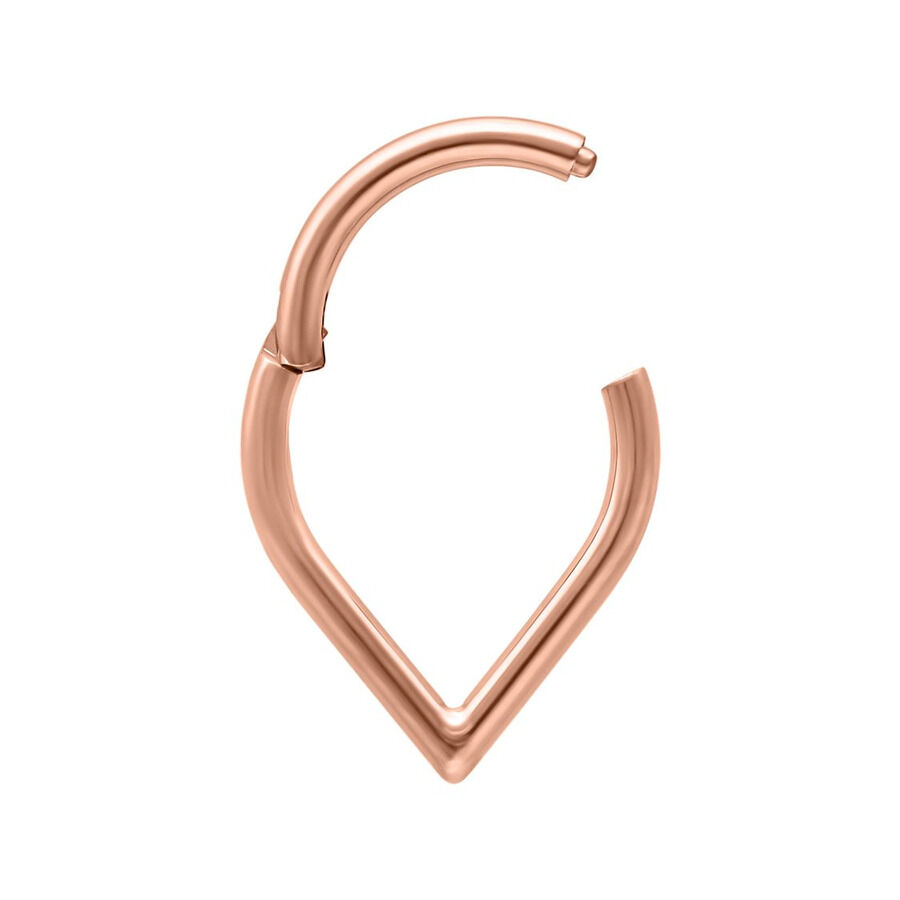 Teardrop Clicker en oro rosa Teardrop Clicker de titanio en oro rosa, abierto sobre fondo blanco