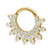 Clicker de Septum dorado con cristales brillantes sobre fondo blanco