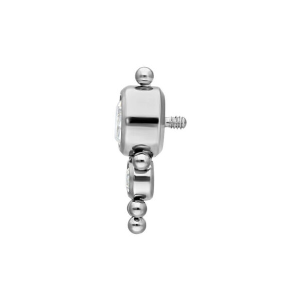 Accesorio de titanio plateado con cristal claro y rosca externa