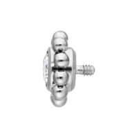 Aplique de titanio color plata con cristal en forma de flor y bola de 2.5 mm