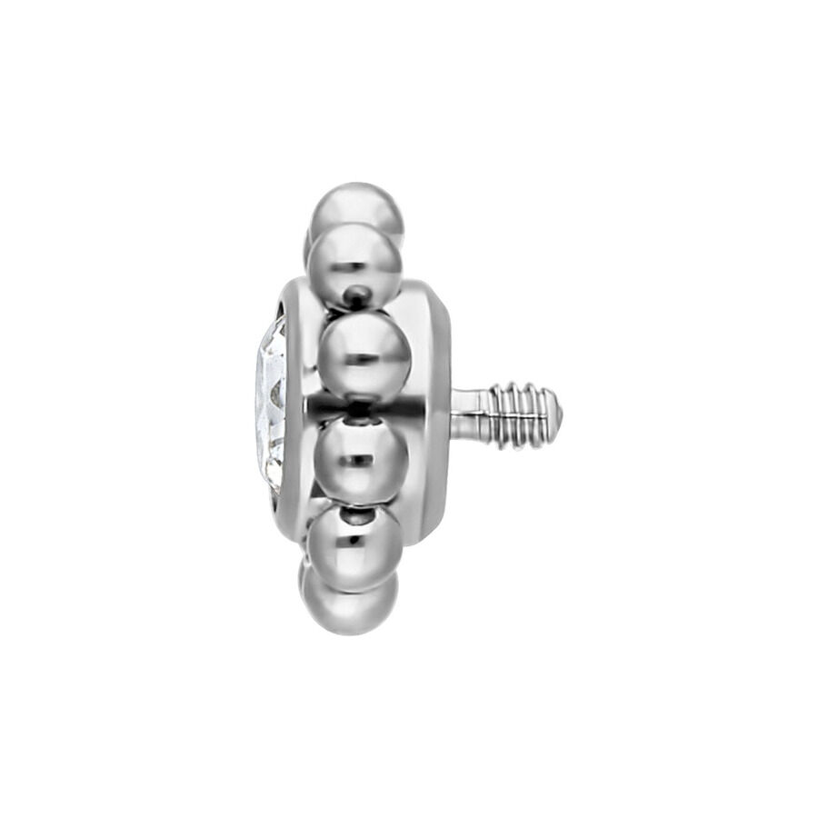 Aplique de titanio color plata con cristal en forma de flor y bola de 2.5 mm