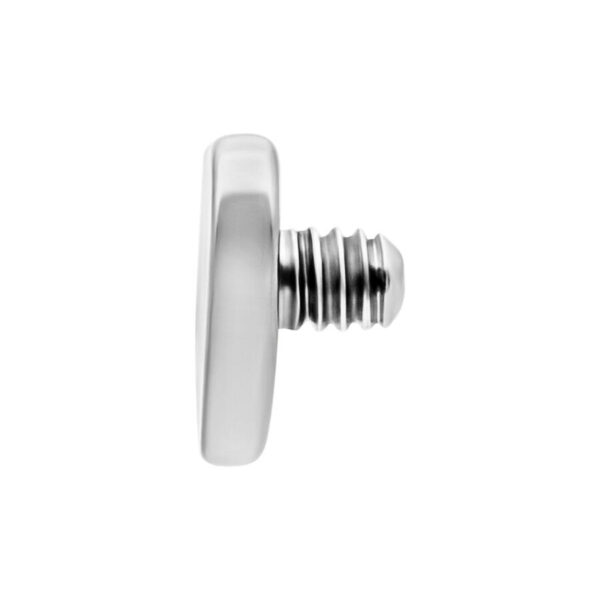 Corazón de plata de titanio con rosca externa, vista lateral
