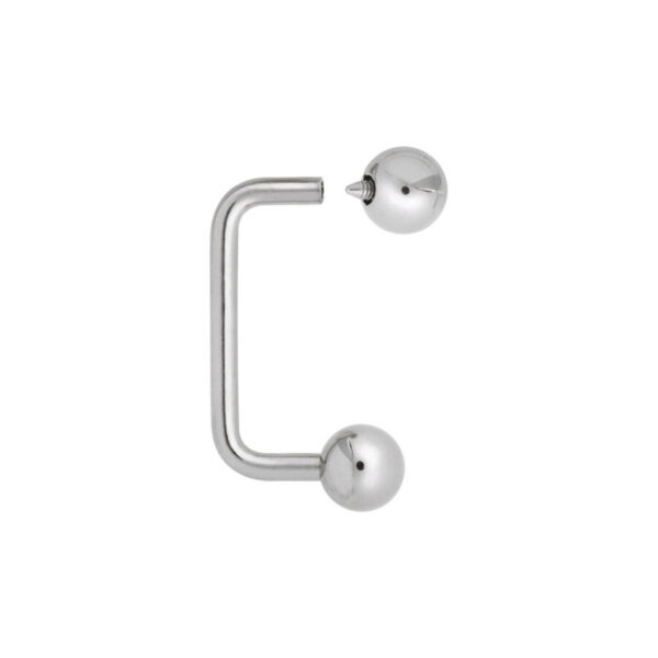 Barbell Surface de titanio plateado con dos bolas sobre fondo blanco
