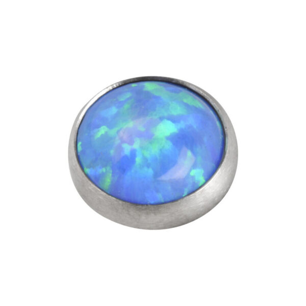 Accesorio plateado para ancla dérmica con ópalo sintético azul oscuro