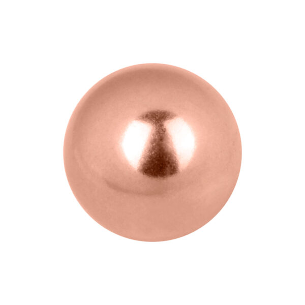 Bola de piercing de oro rosa con diámetro de rosca de 1,2 mm sobre fondo blanco