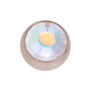 Accesorio de piercing en oro rosado con cristal Aurora Boreale, 4mm