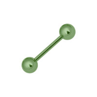 Piercing Barbell de Titanio Verde Claro con 1,2 mm de grosor y 12 mm de longitud sobre fondo blanco