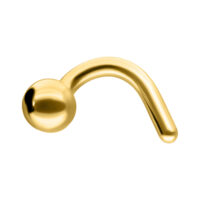 Nasenstecker Semisphere Zlata aus Gold Goldener Nasenstecker mit gebogener Form auf weißem Hintergrund