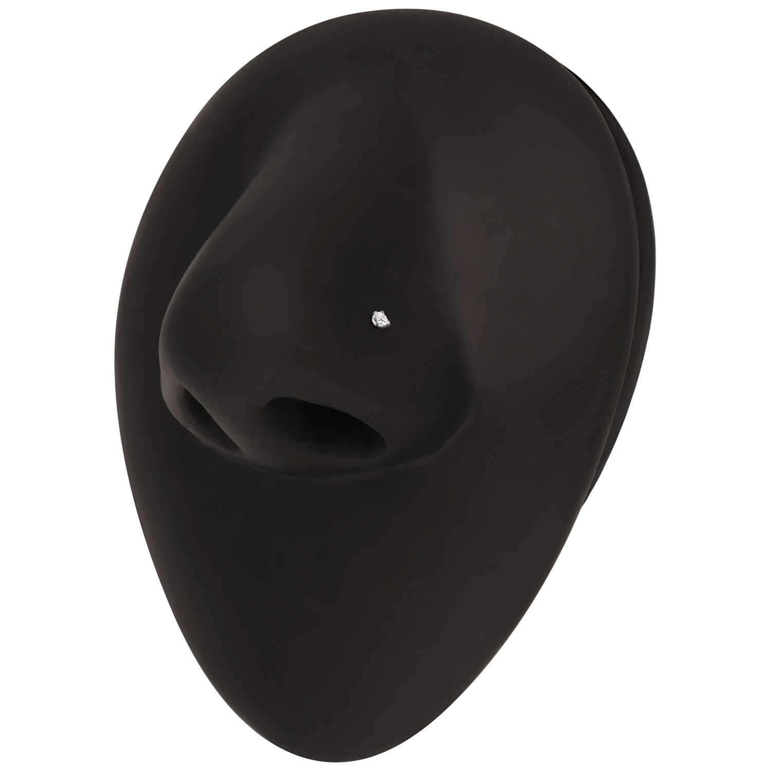 Eleganter Nasenstecker aus Chirurgenstahl Piercing de nariz negro con cristal transparente sobre fondo blanco
