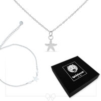 Juego de collar y tobillera de estrella de mar en plata con caja negra de Wildcat