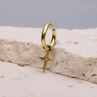 Mini Polar Star pendiente dorado brillante Pendiente dorado con colgante de estrella polar sobre piedra clara