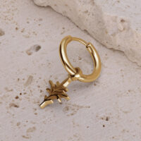 Aro Mini Branch Dorado Aro dorado con colgante de rama sobre piedra clara