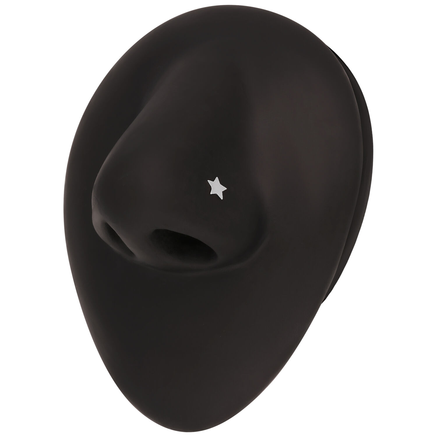 Piercing negro para la nariz con pequeña estrella plateada sobre fondo negro