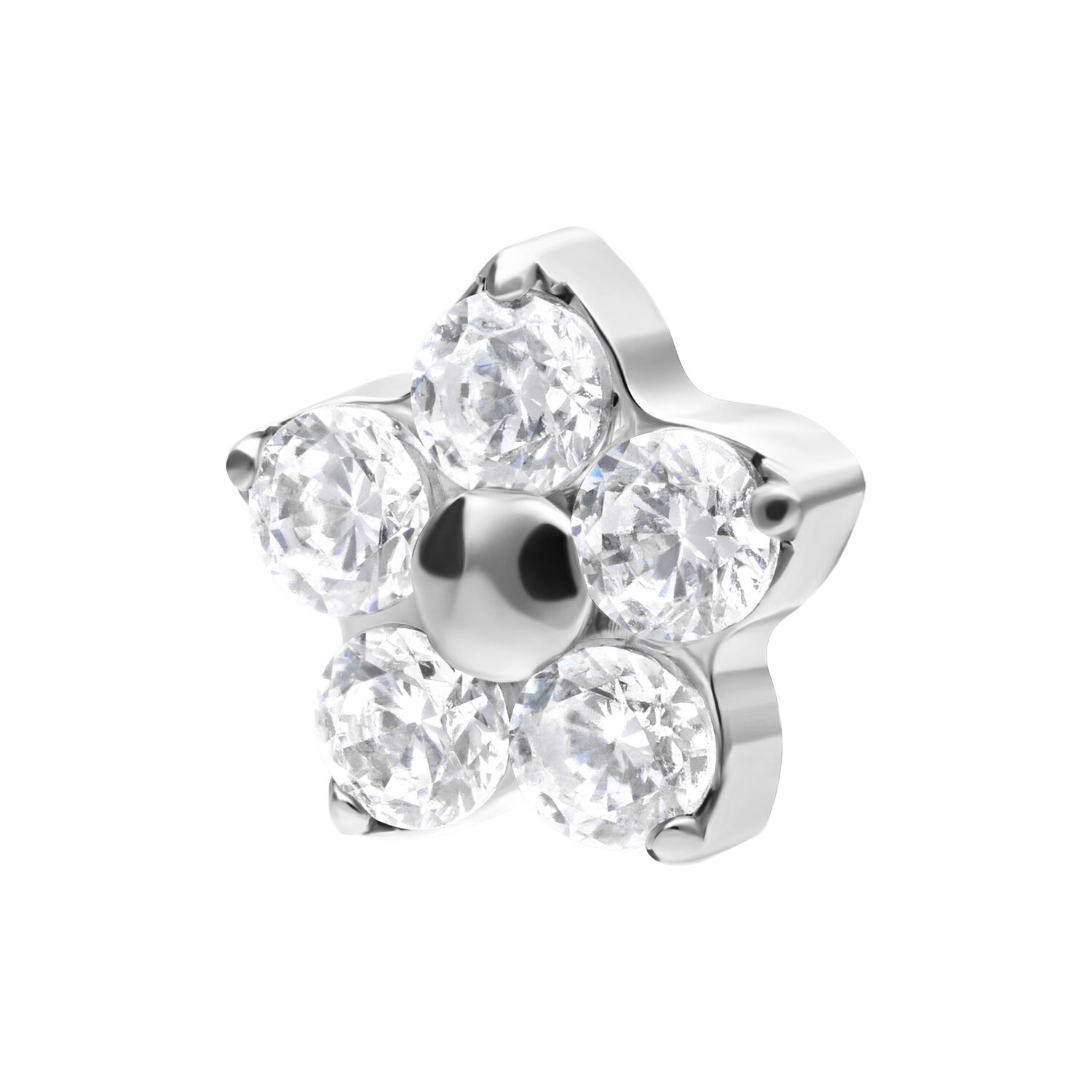 Pieza de piercing en forma de estrella de cristal plateada Pieza de piercing plateada en forma de estrella con cinco cristales claros