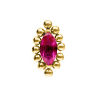 Adaptador dorado con cristal rojo Adaptador de piercing dorado con cristal rojo ovalado en el centro