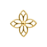 Aplique de flores dorado con diseño delicado sobre fondo blanco