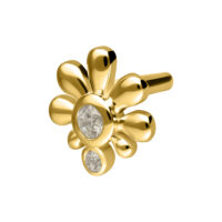 Ajuste de flor dorada con cristales claros para piercings Push Fit