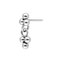 Trinity de Oro Blanco Push Fit Pendiente de oro blanco con varios colgantes esféricos sobre fondo blanco
