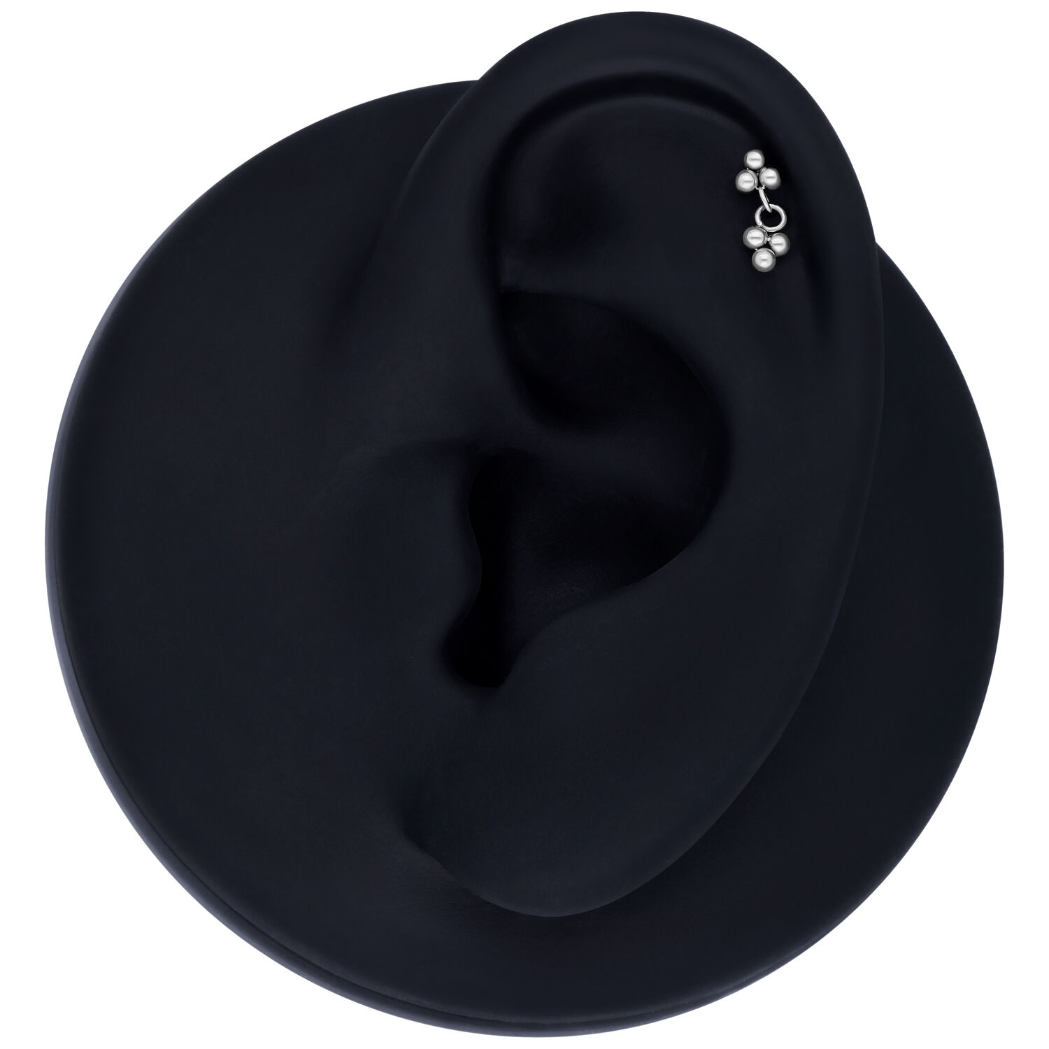 Trinity Piercing de Oro Blanco Modelo de oreja negra con Trinity Piercing de oro blanco