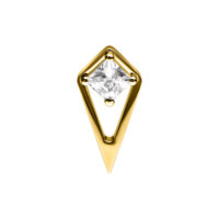 Ajuste Push de Oro en forma de rombo con cristal claro sobre fondo blanco