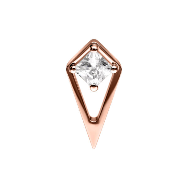 Ajuste de piercing de oro rosa con cristal claro en forma geométrica