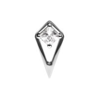 Ajuste Push de Plata con Cristal Ajuste geométrico de plata con cristal claro sobre fondo blanco